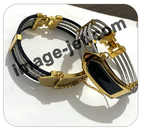 Bracelet noir argenté personnalisé