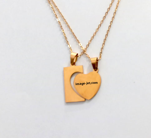 Chainette en coeur couple gravée 