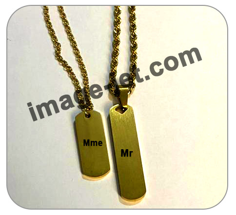 Chainette couple bâton or personnalisée