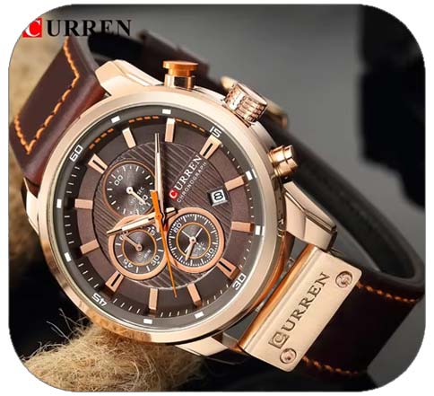 CURREN Chronographe cuir personnalisable