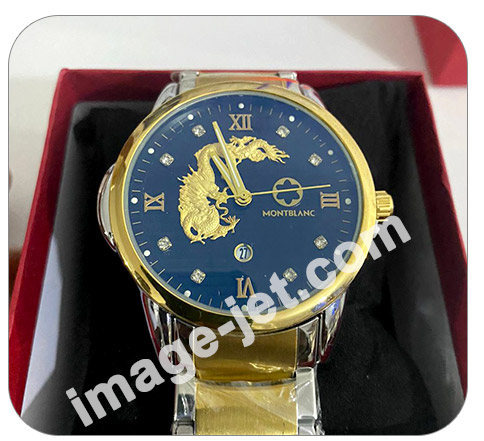 Mont blanc plaqué or fond noir personnalisé