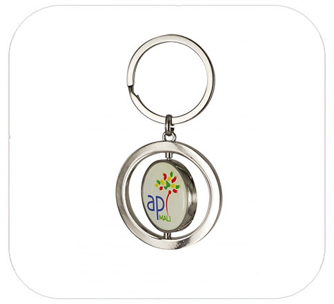 Porte clé rond double face tournant