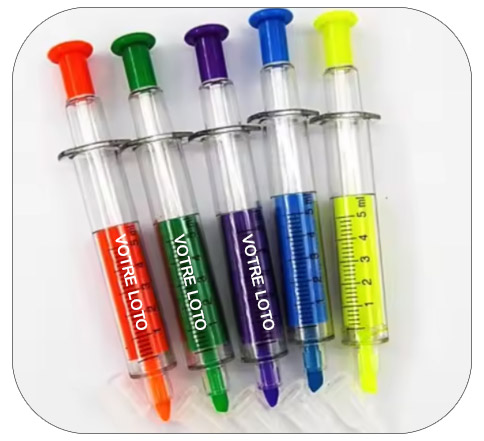 Stylo et surligneur seringue stabilo 2 en 1